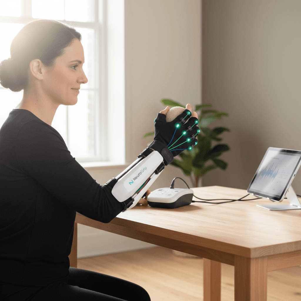 NeuroGrip wearable exoskeleton design and flex sensor setup